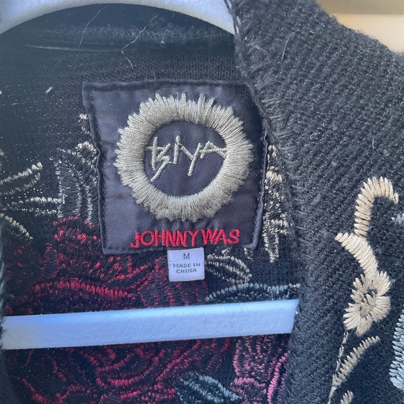 Johnny Was Biya black fully embroidered long cardigan sweater, size M - Picture 3 of 6